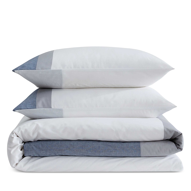 Calvin Klein Chambray Handkerchief Yarn Dyed Washed 3 Piece Duvet Cover Set, Queen
