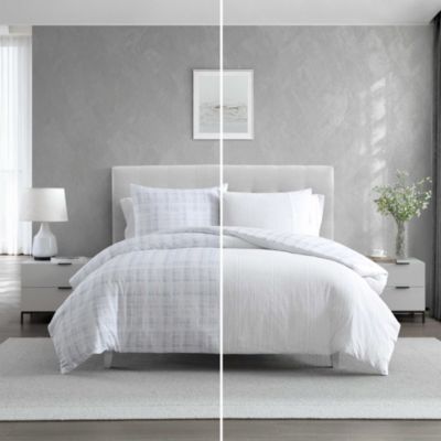 Blurred Plaid Cotton 3 Piece Comforter Set, King