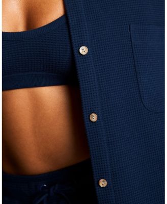  Waffle Knit Shirt Jacket