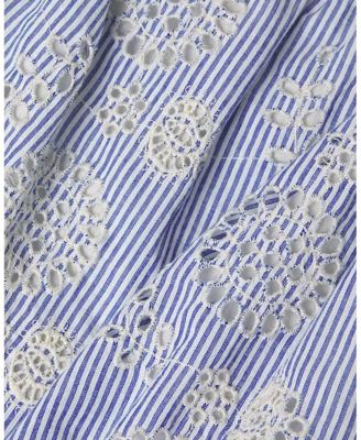  Lizzie Pinstripe Eyelet Tiered Midi Dress