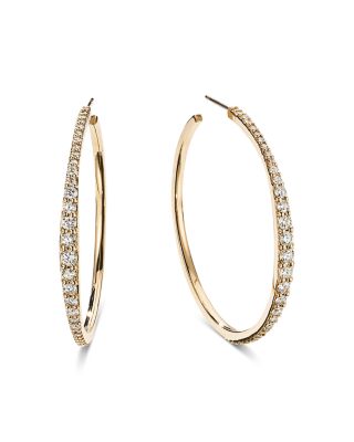 14K Gold Small Graduating Diamond Hoops, 1.27 tcw
