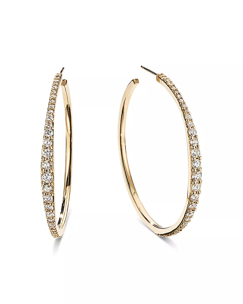 Lana 14K Yellow Gold Diamond Graduated Large Hoop Earrings