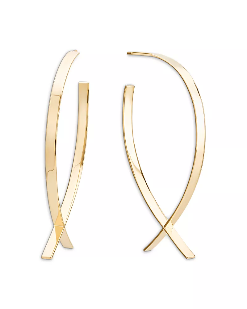 Lana 14K Yellow Gold Bypass Hoop Earrings