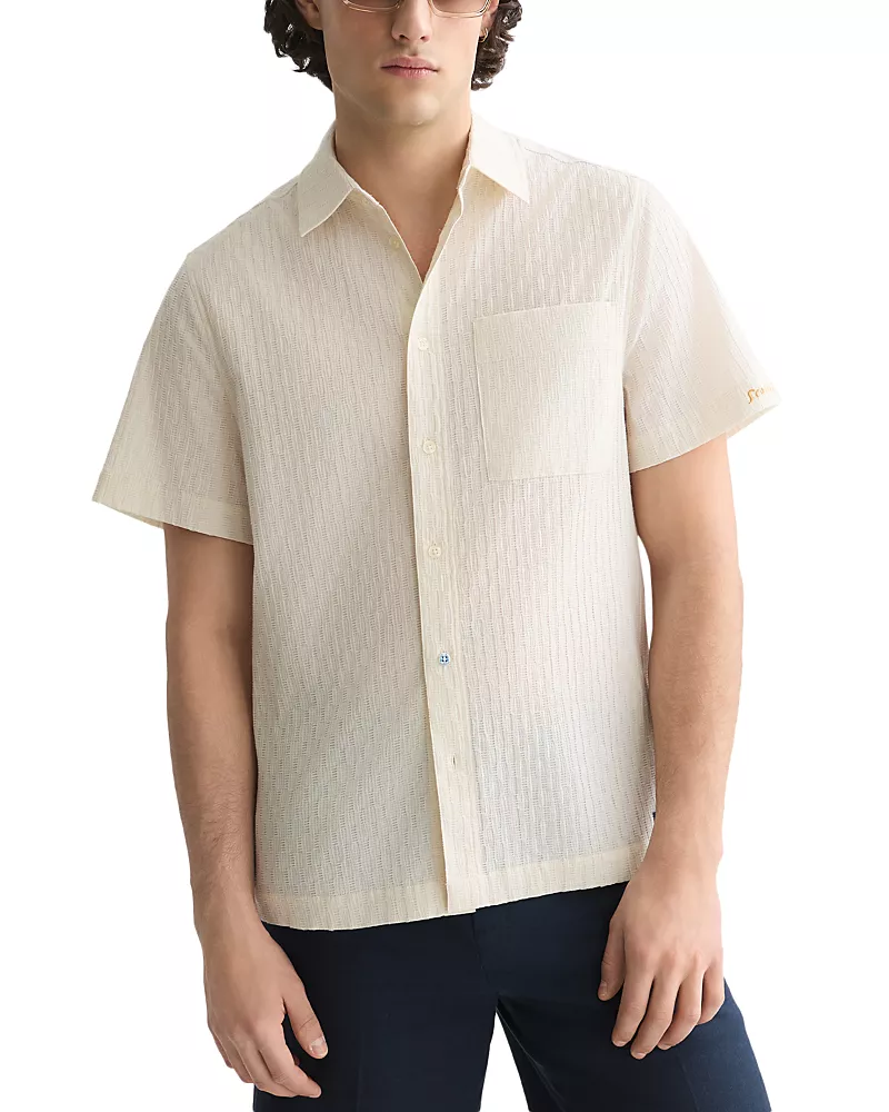Scotch & Soda Jacquard Seersucker Regular Fit Short Sleeved Shirt