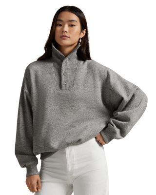 Ribbed Trim Mockneck Pullover Sweatshirt