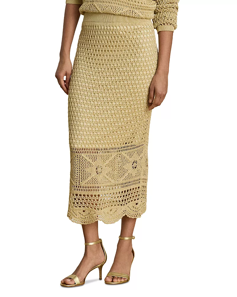 Lauren Ralph Lauren Pointelle Knit Midi Skirt