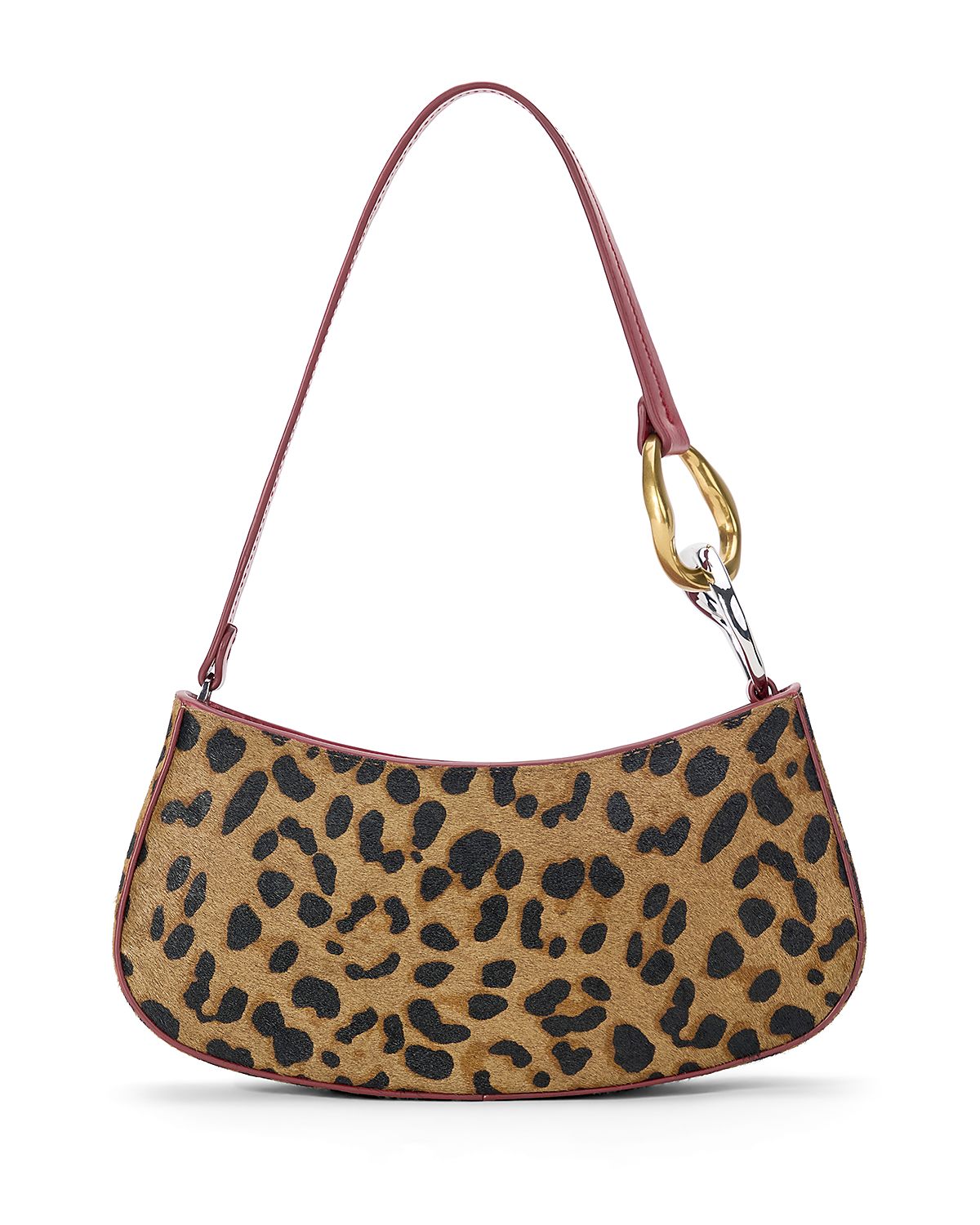 Staud Ollie Cheetah Print Calf Hair Shoulder Bag