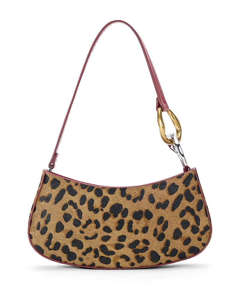 Staud Ollie Cheetah Print Calf Hair Shoulder Bag