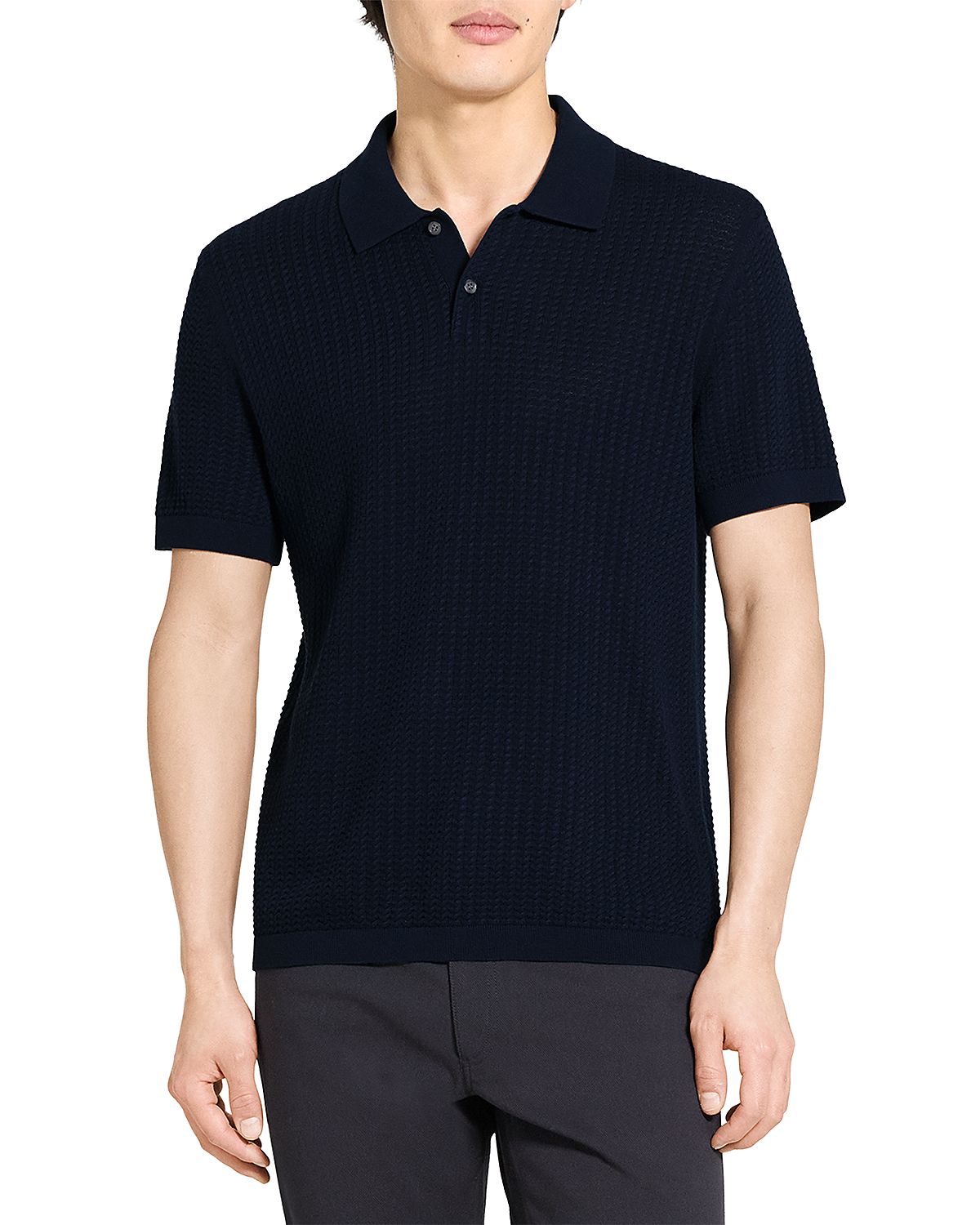 Theory Short Sleeve Cable Knit Polo