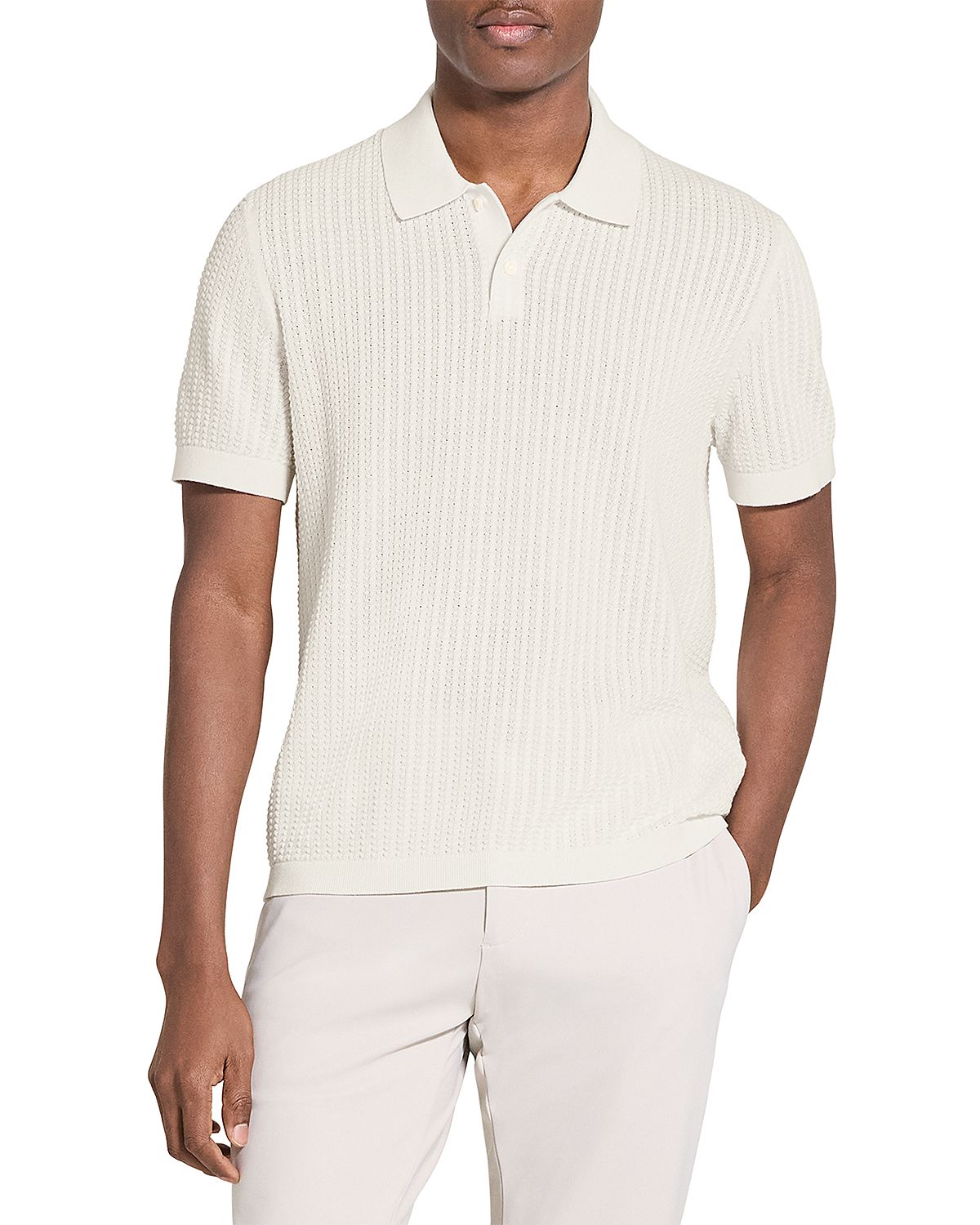 Theory Short Sleeve Cable Knit Polo
