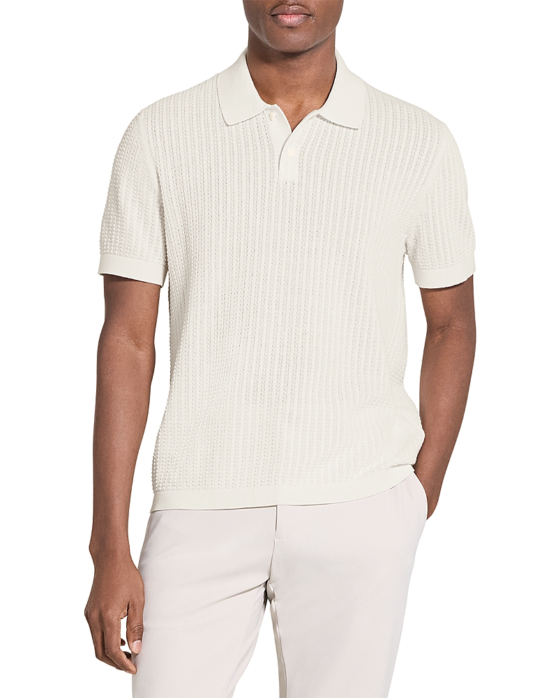Theory Short Sleeve Cable Knit Polo in Tactile Cotton