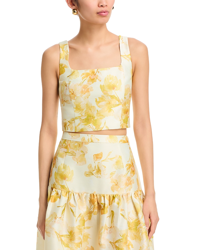 French Connection Structured Taffeta Sophie Fleur Cropped Top