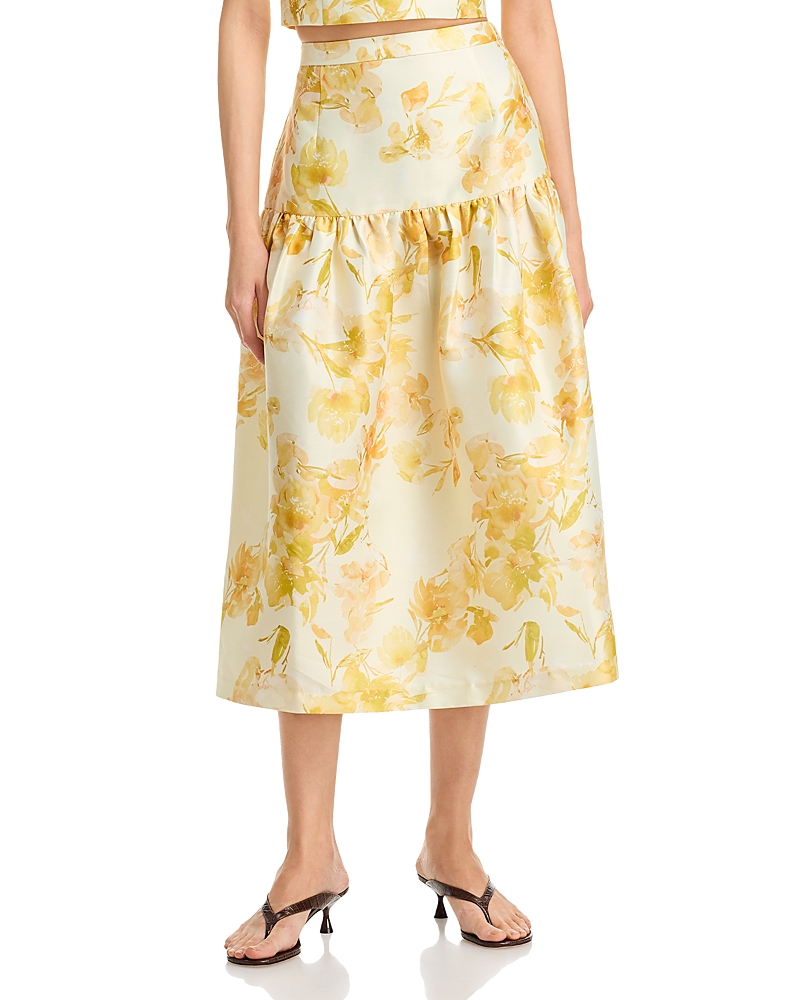 French Connection Structured Taffeta Sophie Fleur Midi Skirt