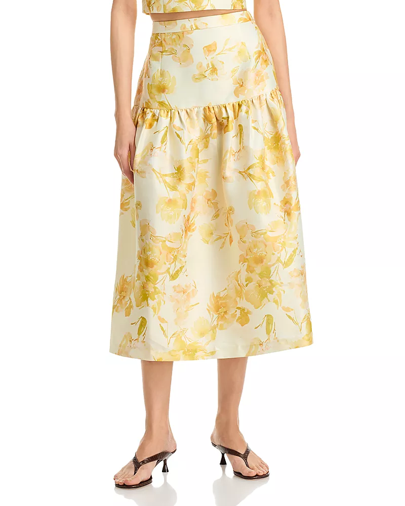 French Connection Structured Taffeta Sophie Fleur Midi Skirt