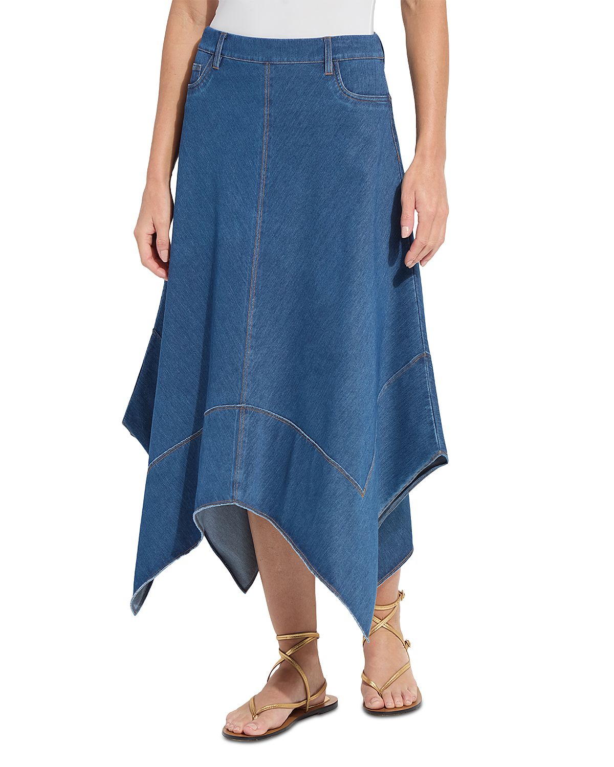 Lysse Lucille Handkerchief Hem Denim Skirt