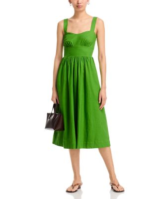 Aspen Linen Sweetheart Midi Dress