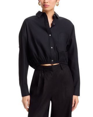 Cinched Hem Cropped Shirt