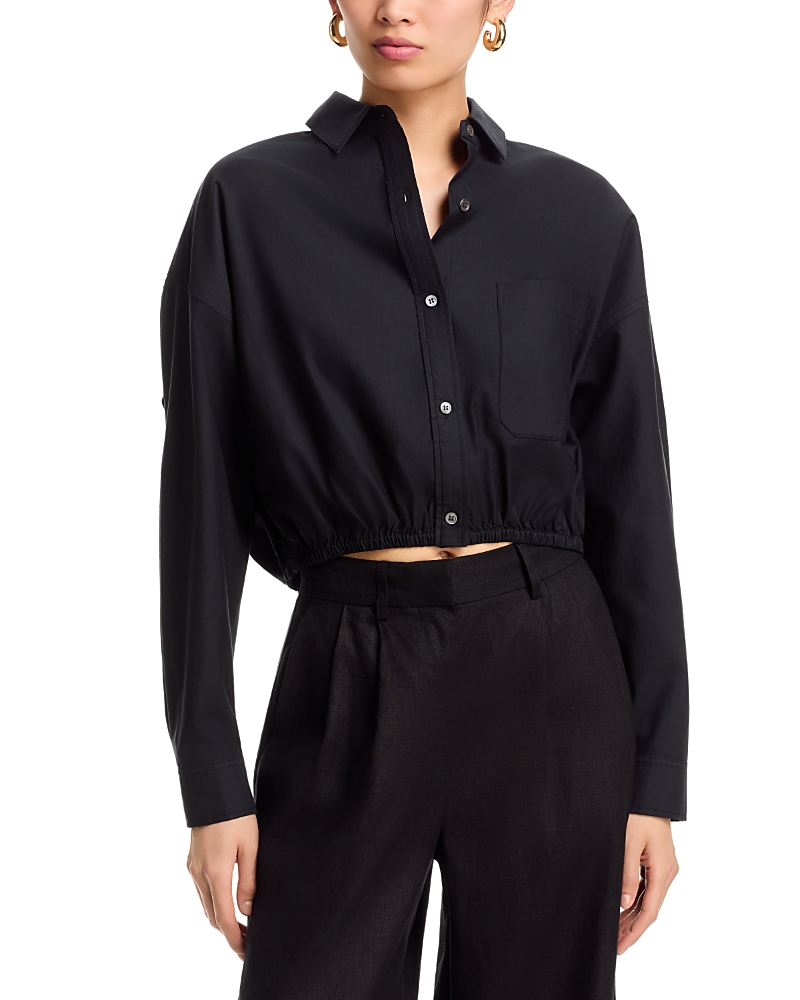 Atm Cinched Hem Cropped Shirt