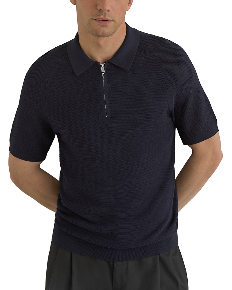 Reiss Estate Regular Fit Half Zip Textured Polo Shirt