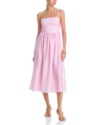 Stripe Side Lace Up Midi Dress - Exclusive
