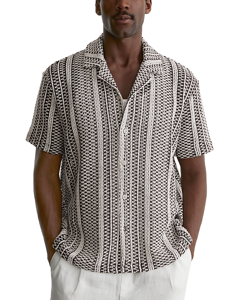 Reiss Aetos Regular Fit Crochet Stripe Shirt
