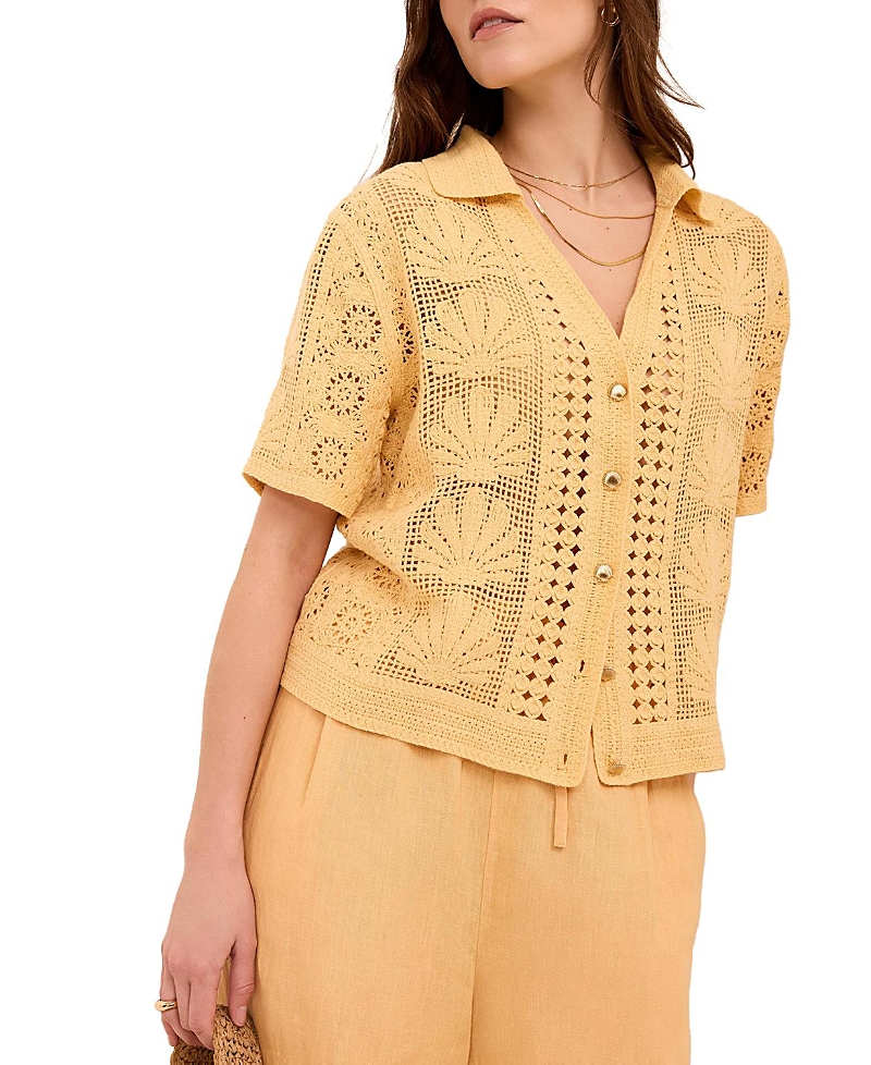 Mint Velvet Women's Cotton Blend Crochet Shirt
