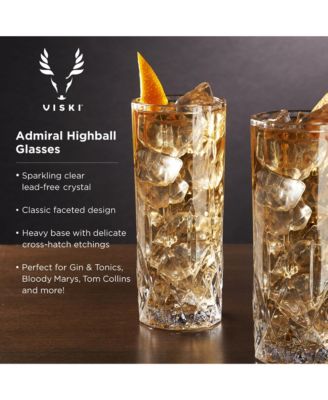  Admiral Crystal Highball Glasses, Set of 4