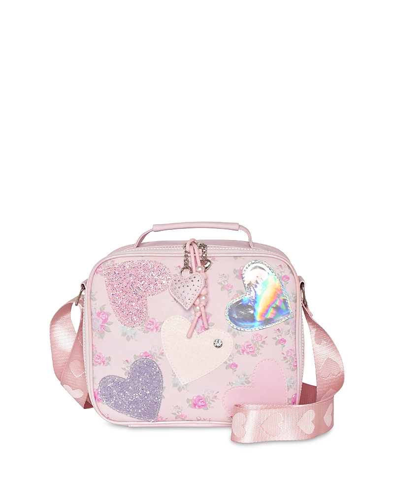 Omg Accessories Girls' Heart Glitters Floral Lunch Bag With Charm - Ages 6