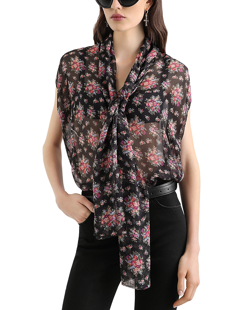Dolce & Gabbana Silk Floral Bouquet Chiffon Sleeveless Blouse