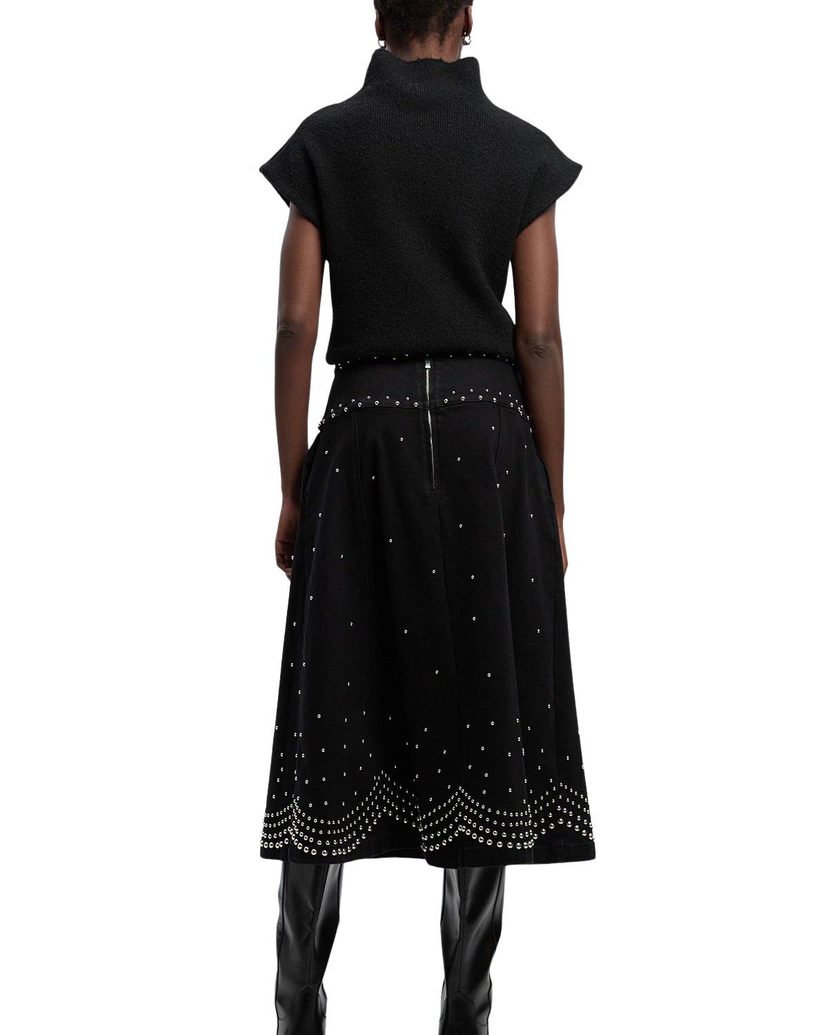 Studded Tie Belt Midi Skirt thumbnail 2