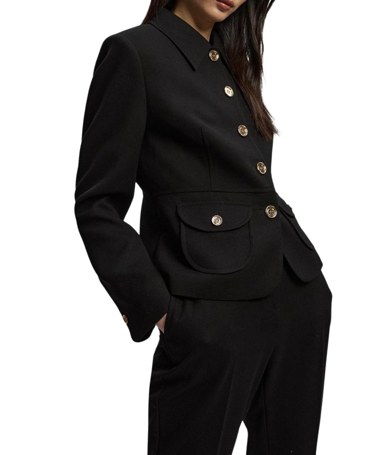 Textured Compact Stretch Tailored Jacket