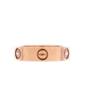  Love 3 Diamonds Band Ring 18K Rose Gold with Diamonds