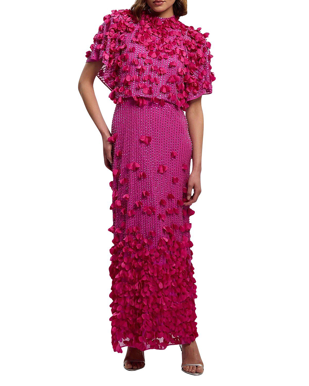 Karen Millen Crystal Applique Angel Sleeve Maxi Dress