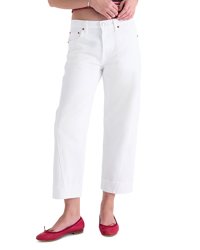 Pistola Kacey Mid Rise Cuffed Boyfriend Jeans in Optic White