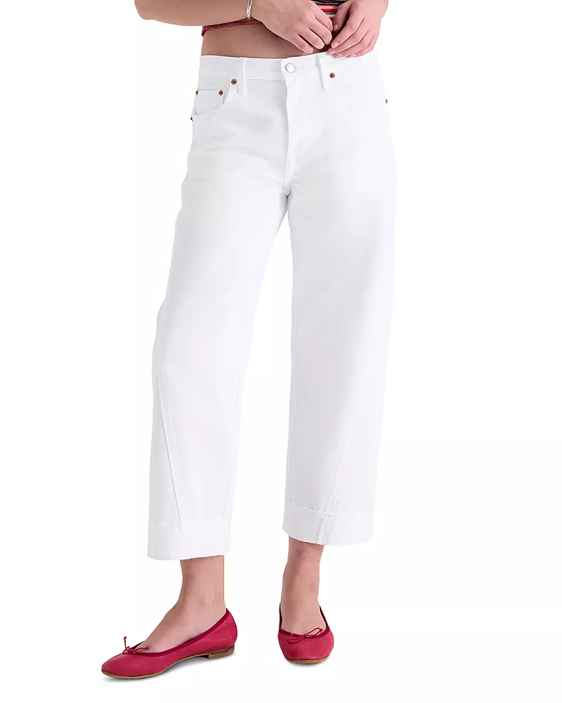 Pistola Kacey Mid Rise Cuffed Boyfriend Jeans in Optic White