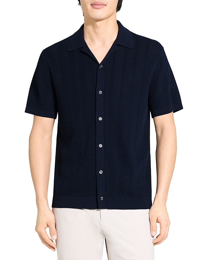 Theory Camp Collar Shirt in Cotton Tech Twist