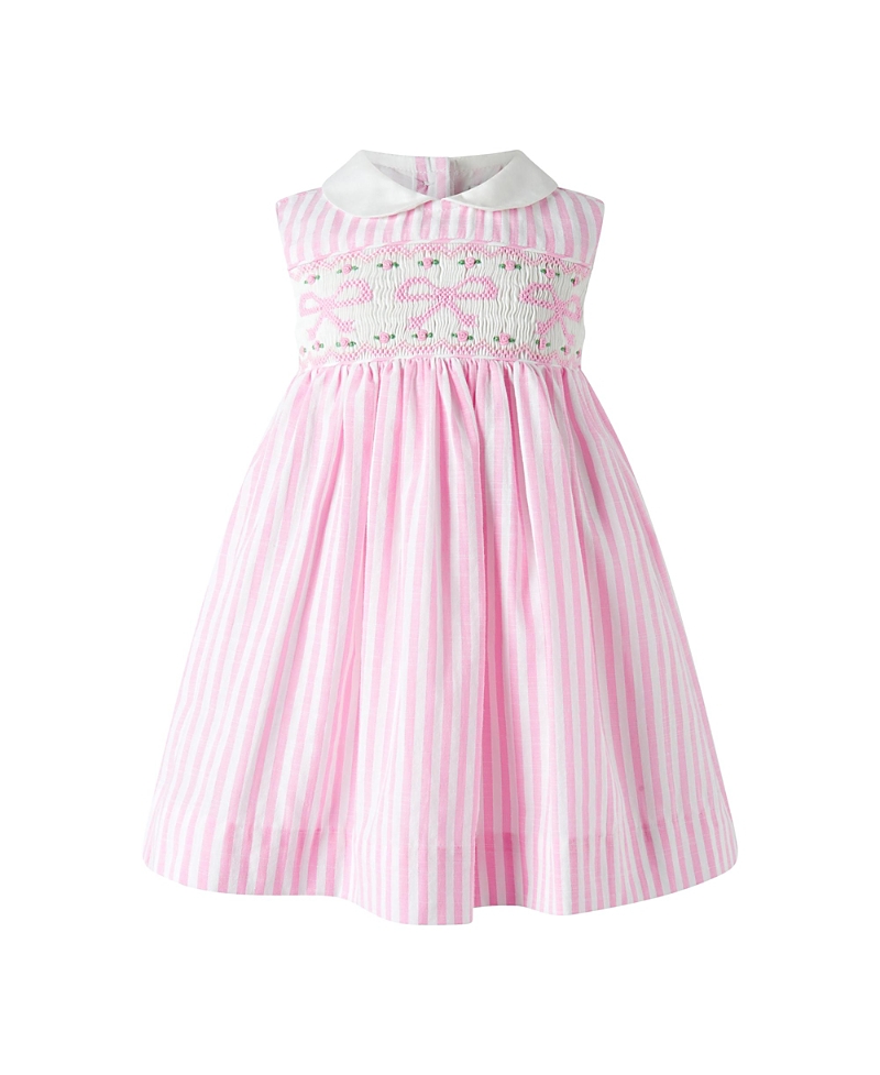 Rachel Riley Girls' Bow Smocked Striped Dress and Bloomers - Baby