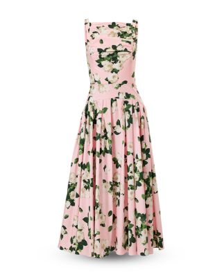 Carolina Herrera Women's Drop Waist Midi Dress - Pink - Size 4 - Rosewater Multi