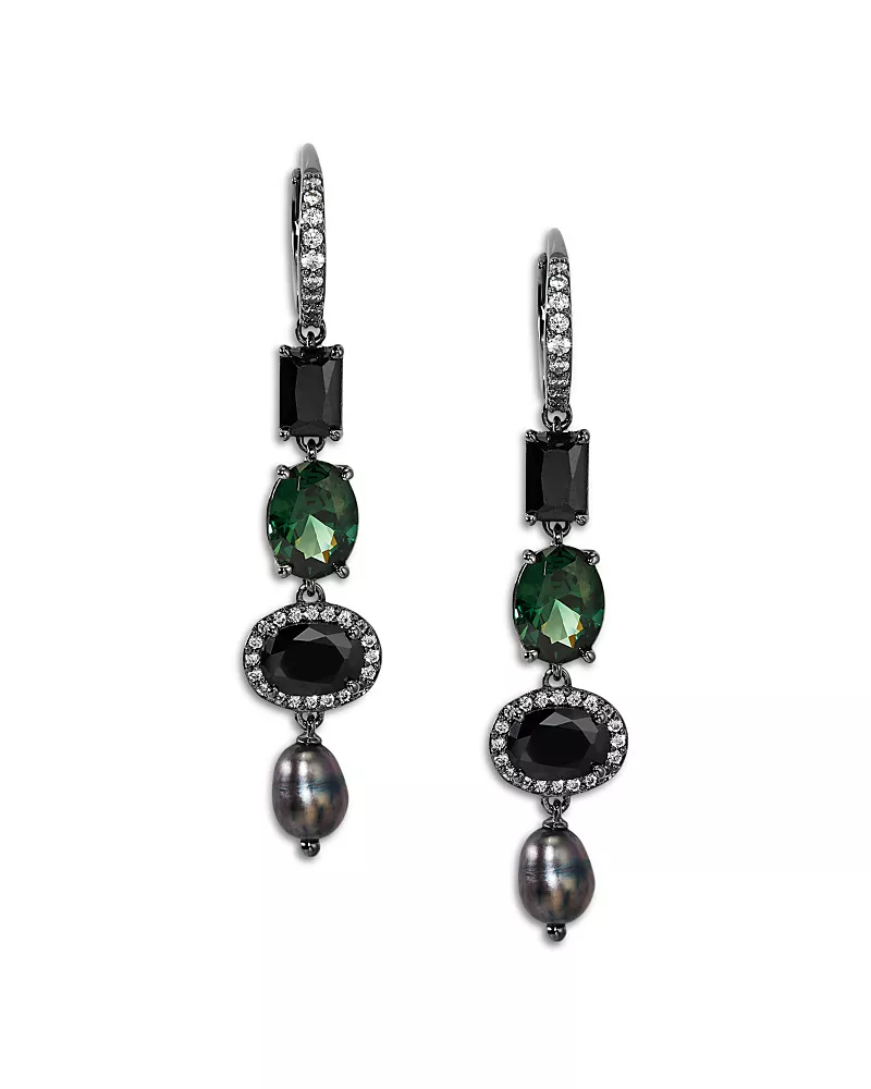 Nadri Maiden Cubic Zirconia & Cultured Freshwater Pearl Linear Earrings