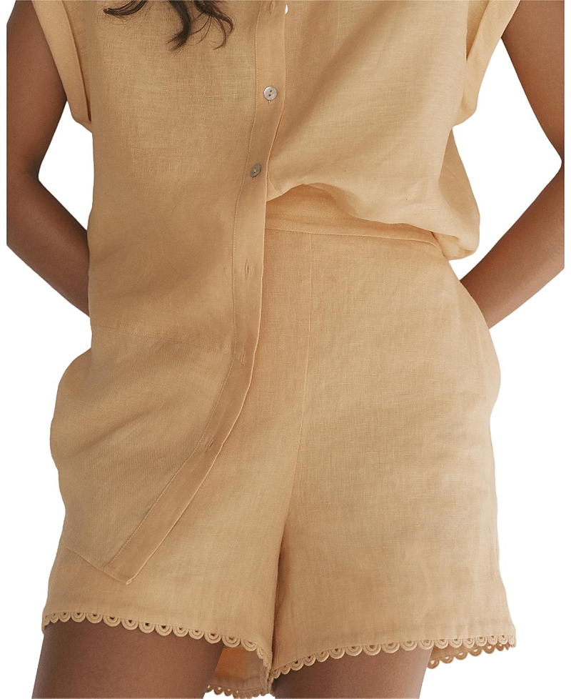 Mint Velvet Women's Linen Scallop Hem Shorts