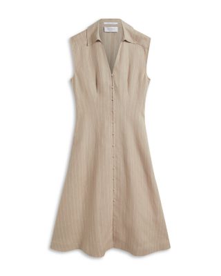 charlize linen midi dress Womens Hobbs Neutral Charlize Linen Dress US 2