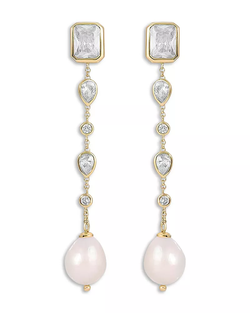 Ettika Gleaming Gem Linear Drop Earrings