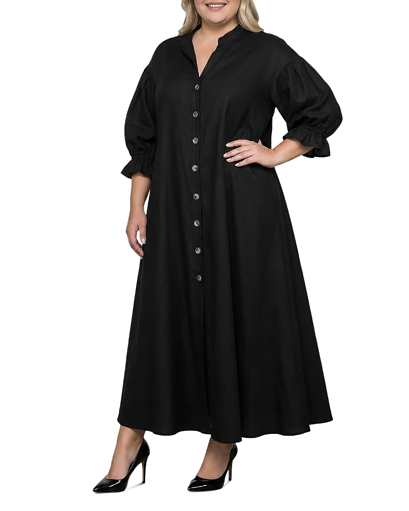standards & practices Plus Button Front Puff Sleeve Maxi Shirt Dress