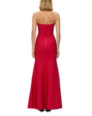 strapless open back dress Zapaka Women Beaded Red Prom Dress with Slit Ruched Strapless Mermaid Corset Long Formal Dress, Red / US12 main image 1
