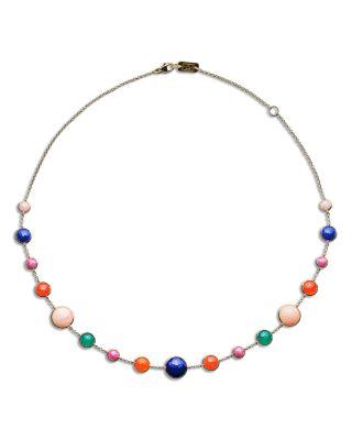 18K Yellow Gold Lollipop Multi Gemstone Lollitini Festa Station Necklace, 18"