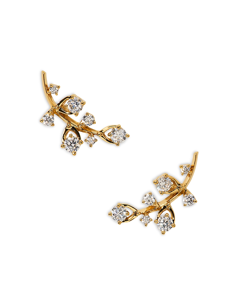 Nadri Cubic Zirconia Adorn Leaf Ear Climbers