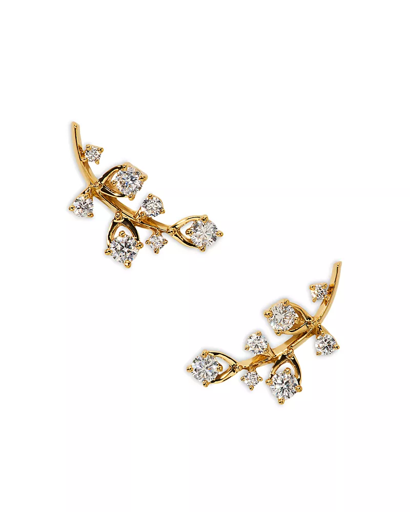 Nadri Cubic Zirconia Adorn Leaf Ear Climbers