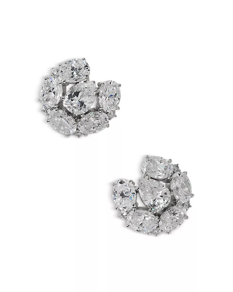 Nadri Mojito Crystal Button Earrings