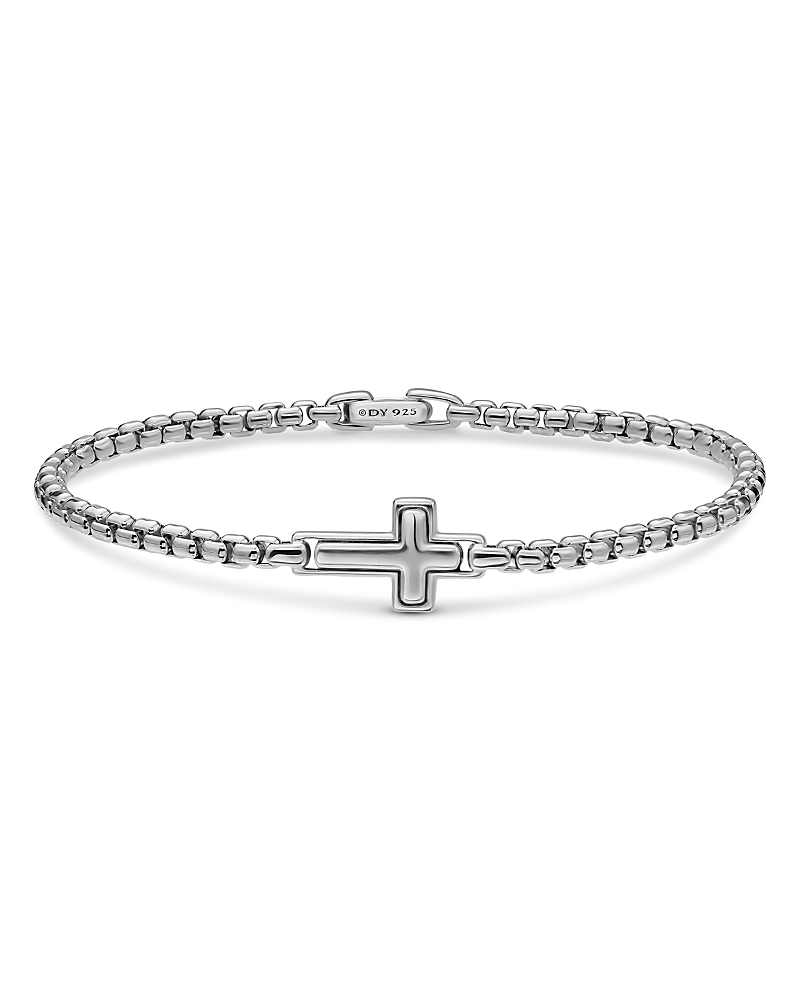 Men's Cross Station Bracelet in Sterling Silver, 3.6mm