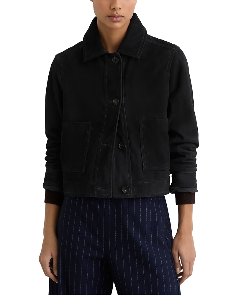 Reiss Petites Sonny Suede Trucker Jacket
